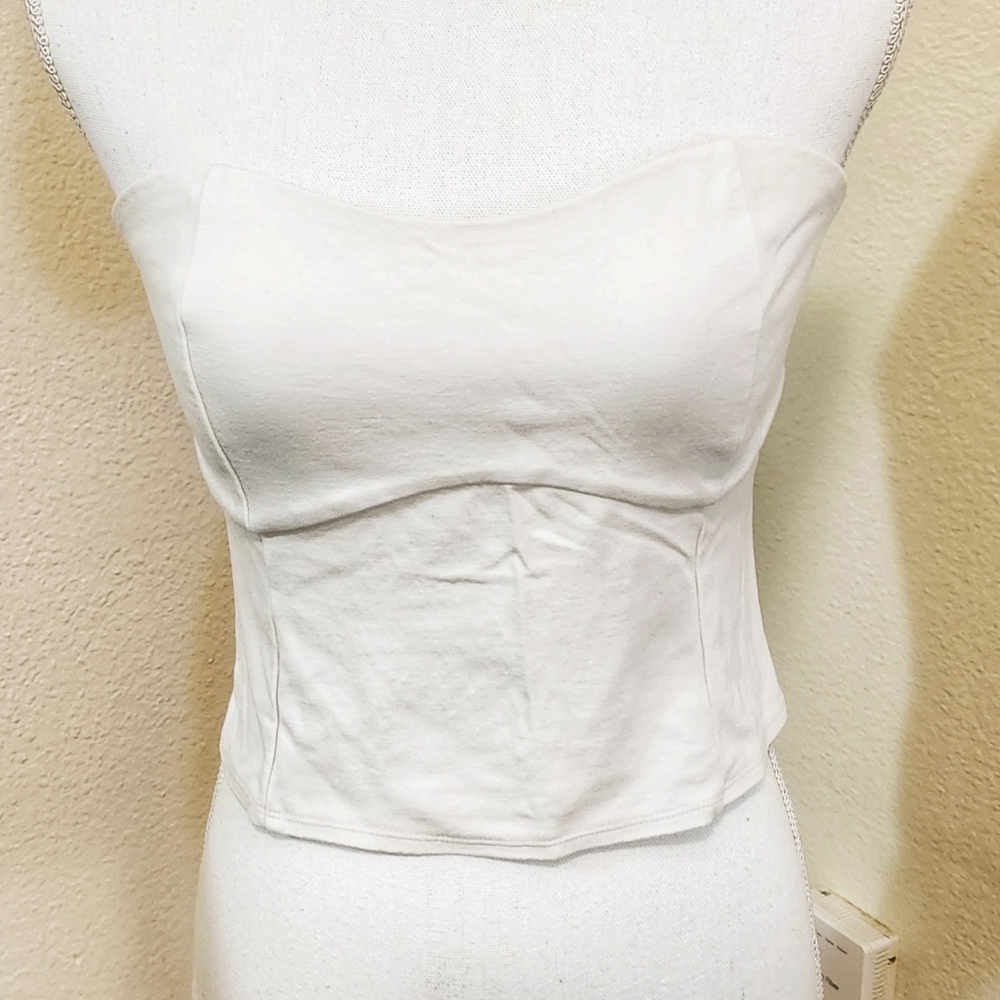 A New Day Off-white Strapless Crop Top Size Medium
